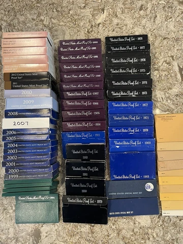 Lot of 62 1956-2017 US Mint Proof Sets Very Good To Excellent Condition Cover