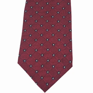 Nautica Men's Tie Burgundy Blue Geometric 100% Silk Designer Necktie 58" x 4" - Picture 1 of 6