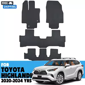 Floor mats for TOYOTA HIGHLANDER 3Row 2020-2024 7Seat All Weather Rubber Black - Picture 1 of 9