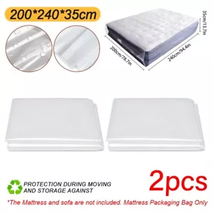 2PC Mattress Bag for Moving and Storage 3.2 Mil King Thick Plastic Cover Home - Picture 1 of 8