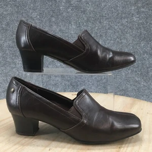 LifeStride Heels Womens 8M Quota Too Pump Loafer Brown Faux Leather Casual Block - Picture 1 of 17