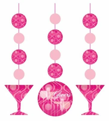 Fabulous Hanging Cutouts 3 Pack Pink Birthday Party Decoration - Image 1 of 2