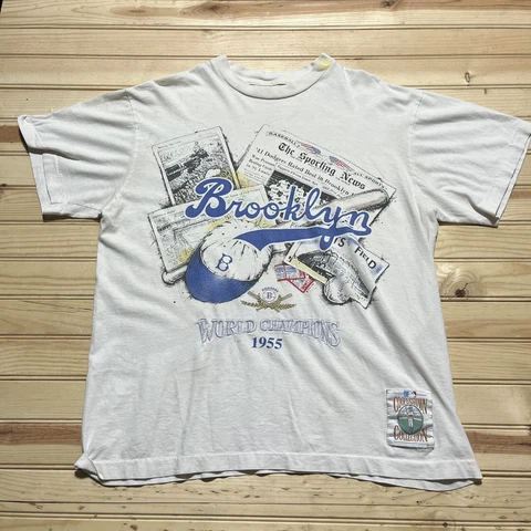 Vintage 90s Brooklyn Dodgers 1955 World Champs T Shirt Men’s Size Large Cover