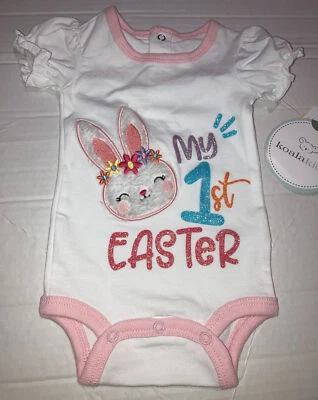NWT Koala Kids My 1st Easter 1pc Bodysuit NB glittery - Image 1 of 4