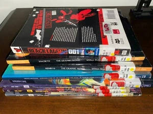 LOT OF 8 ASSORTED GRAPHIC NOVELS - AXE COP/BLACK LAGOON 001/KINGDOM COME & MORE - Picture 1 of 9