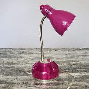 Fuchsia Magenta Gooseneck Organizer Desk Lamp with Power Outlet