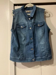 Nine West Vintage America Collection Damen Denim ärmellose Weste Größe Large - Bild 1 von 8