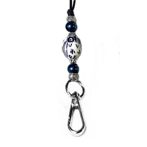 Cordón Collar Collar Llaves Identificación Seguridad Portainsignia Búho Porcelana Cuentas Azul Marino - Imagen 1 de 4