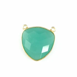 Bisel gema eslabones - oro Vermeil - billón grande - 18 mm - Perú calcedonia - 1 pieza - Imagen 1 de 3