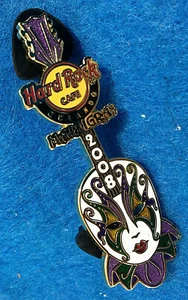 ORLANDO MARDI GRAS WHITE VENETIAN GIRL FESTIVAL MASK GUITAR Hard Rock Cafe PIN - Picture 1 of 1