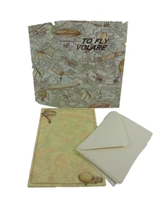 CARTA DA LETTERA VINTAGE TEMA MONGOLFIERE 10 BUSTE + FOGLIO - Picture 1 of 1