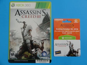 XBOX ASSASSIN'S CREED III BLOCKBUSTER TARJETA Y TARJETA DE RESPALDO 5"X8"  - Imagen 1 de 4