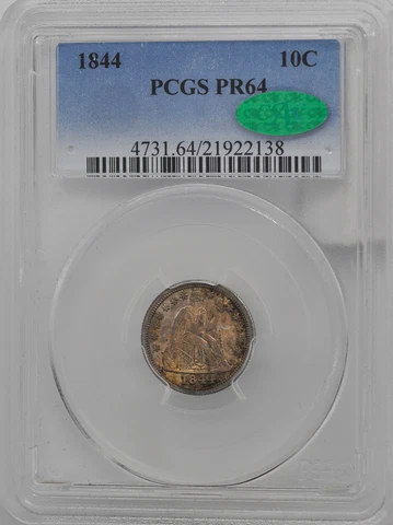 1844 LIBERTY SEATED 10C PCGS PR 64 Cover