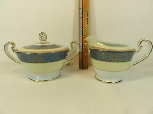 Noritake Vornay Blue 4794 Creamer Covered Sugar Bowl 1948 EUC - Picture 1 of 12