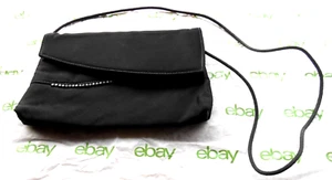 "Bolso de Noche Satinado Negro Usado Bolso de Mano Cartera 10"" x 6,5" - Imagen 1 de 4