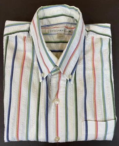 Cutter & Buck Seersucker Shirt Men's Large Stripes Long Sleeve Button Front - Picture 1 of 7