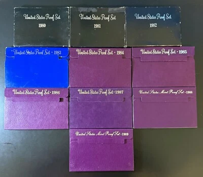 1980-1989 Lot of 10 US Mint Proof Sets 52 Coins OGP Ten Complete Sets - Image 1 of 4