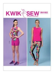Kwik Sew Sewing Pattern 4163 Misses Racerback Tops Shorts Leggings XS-XL Uncut - Picture 1 of 5