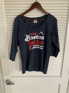 MLB Boston Red Sox Women's 2018 Champions 3/4 Sleeve T-Shirt Blue XL - Picture 1 of 5