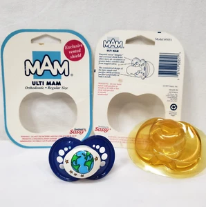 Vintage Ulti MAM Pacifier Blue Earth Stars 1995 Sassy Orthodontic Latex Nipple - Picture 1 of 20