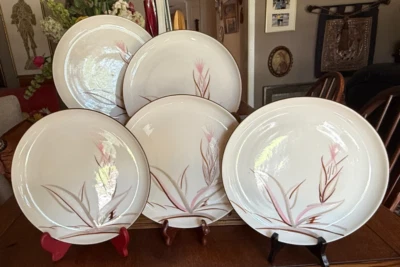 FIVE  California Pottery WINEFIELD Handcrafted 10.25" Dinner Plate Dragon Flower - Image 1 of 4