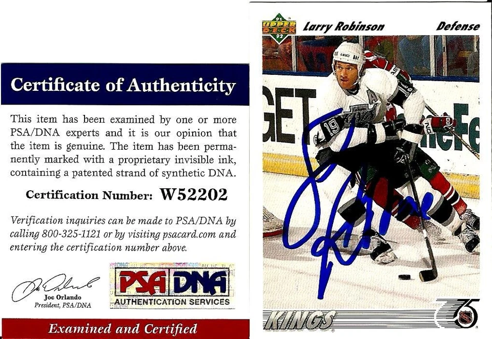 1991 UD Larry Robinson LOS ANGELES KINGS Signed Trading Card PSA/DNA COA #3 - Image 1 of 1