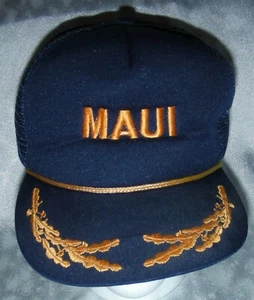MAUI - Vintage Mesh snapback Truckers cap hat- Navy blue Military scrambled egg - Picture 1 of 3