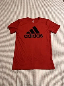 Adidas Shirt Youth Large 14-16 Red  Short Sleeve Breathable - Picture 1 of 4