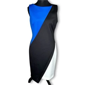 Abito tubino Tommy Hilfiger asimmetrico blu e nero color block - Foto 1 di 6