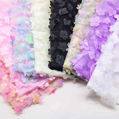 3D Blume Stickerei Mode Spitze Stoff DIY Nähen Mädchen Tüll Röcke durch den Hof - Bild 1 von 4