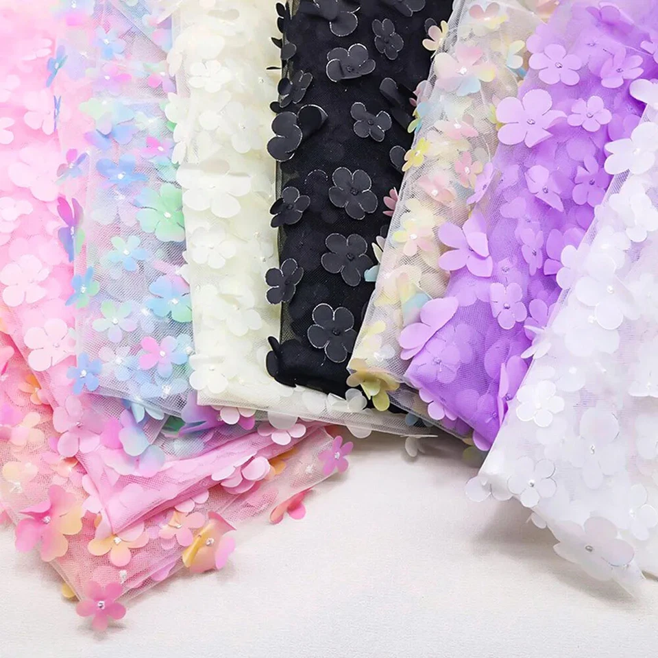 3D Blume Stickerei Mode Spitze Stoff DIY Nähen Mädchen Tüll Röcke durch den Hof - Bild 1 von 4