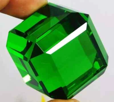 AAA+ 95.95 Ct. Large Green Peridot Cube Cut Crystal Loose Gemstone Gift 4 Women - Image 1 of 4