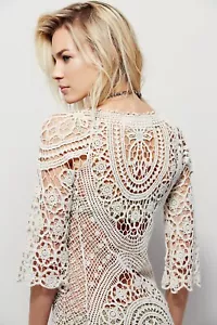 Jens Pirate Booty x Free People Tunic M/ Medium Womens Ivory Crotchet Open Knit - Picture 1 of 5