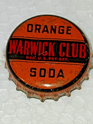 Vintage Scarce Rhode Island Warwick Club Orange Soda Cork Lined Bottle Cap - Image 1 of 3
