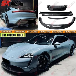 For Porsche Taycan 20-24 Dry Carbon Front Rear Bumper Lip Side Skirts Body Kits  - Picture 1 of 31