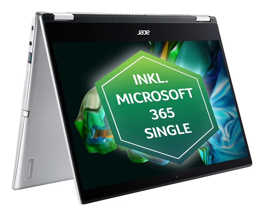 Acer Spin 1 SP114-31-P2AR 14 Zoll (128GB SSD, Intel Pentium Silver N6000, 1,10GHz, 4GB RAM) Konvertierbarer 2-in-1-Laptop/Tablet - Pure Silver (NX.ABWEG.00E)
