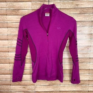 IceBreaker Women's XS Bright Pink Merino Sport 320 Wool Quarter Zip Pullover - Picture 1 of 8