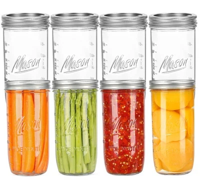 Каменные банки с широким горлышком 24 унции - консервные банки с металлическими герметичными крышками и ремешками... - Изображение 1 из 4