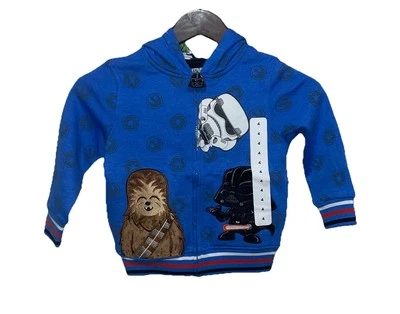 STAR WARS Character Jacket Hoodie Full Zip Boys 5 Chewbacca Darth Vader NWT - Image 1 of 4