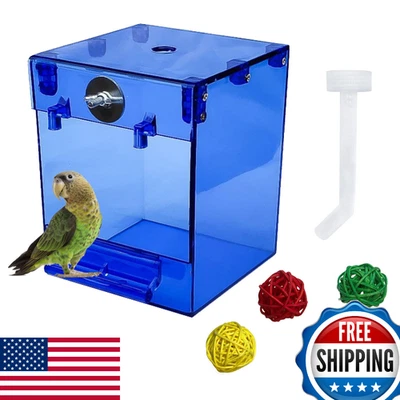 PINVNBY 6 упаковок синий акриловый попугай ванна коробка без утечек ванна клетка подвесная трубка - Изображение 1 из 4