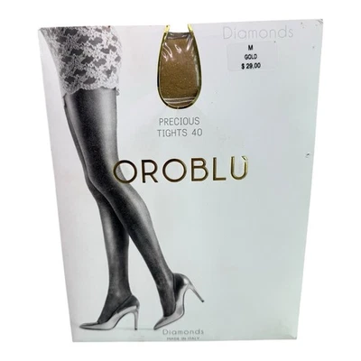 Medias Oroblu Precious Semi Transparente 40 Diamantes Talla Mediana Oro Italia Foto 1 de 2