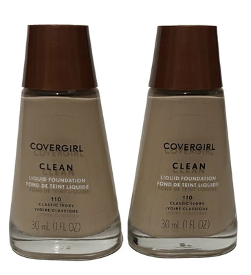 2 Covergirl Clean Liquid Foundation 110 Classic Ivory Natural - New Sealed - Image 1 of 3