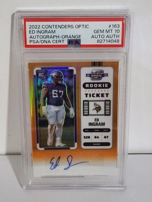 2022 Panini Contenders Optic Rookie Ticket Auto Ed Ingram Orange PSA 10 POP ONE! - Image 1 of 2