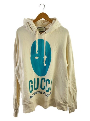 GUCCI Felpa con Cappuccio 20SS MANIFESTO FELPATA XL COTONE PANNA 475374 XJBTT Usata