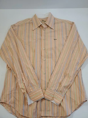 Harmont & Blaine Size XL Orange Striped Long Sleeve Button Down Shirt - Image 1 of 4