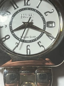 💕 ECCLISSI 925 SOLID STERLING SILVER CASE & BAND 32696 QUARTZ WATCH DATE - Picture 1 of 4