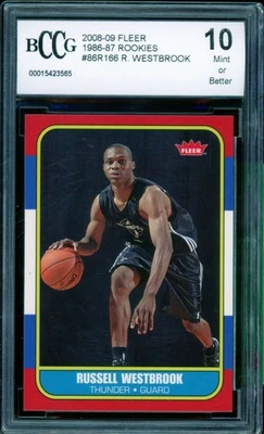 Russell Westbrook 新秀卡 2008 - 09 Fleer 1986 - 87 新秀 #86R166 BGS BCCG 10 — 第 1/2 张图片