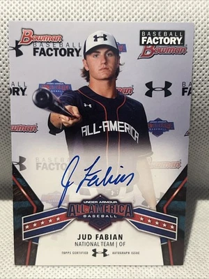 JUD FABIAN 2018 Bowman Under Armour Baseball Factory ON CARD Auto #UAN-6 ORIOLES - Image 1 of 3