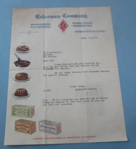 1928 - ECKERSON COMPANY - Letterhead Document - JERSEY CITY N.J. - Margarine - Picture 1 of 2