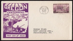 SC# 783 - Oregon Territory Centennial - set of two, Dyer cachet - Picture 1 of 2